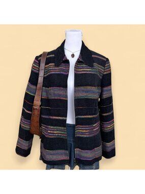 Sag Harbor black multicolored striped jacket